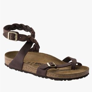 Birkenstock Womens Yara Braid Sandal, Habana Oiled Leather, Size 40 EU US 9-9.5